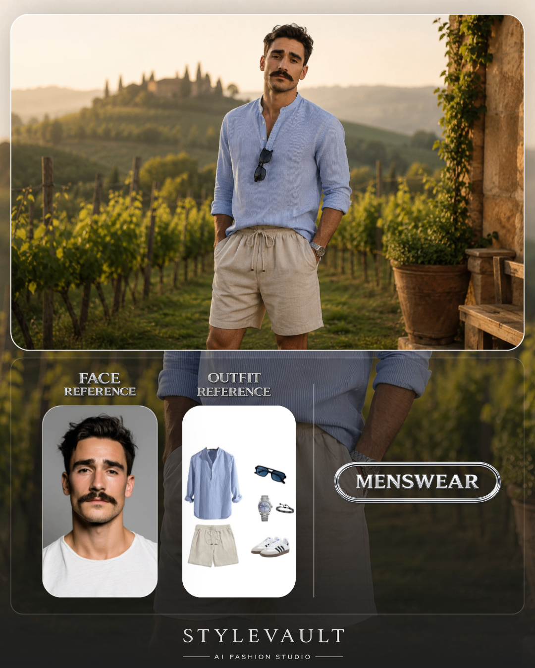Editorial fashion figure in considered wardrobe.